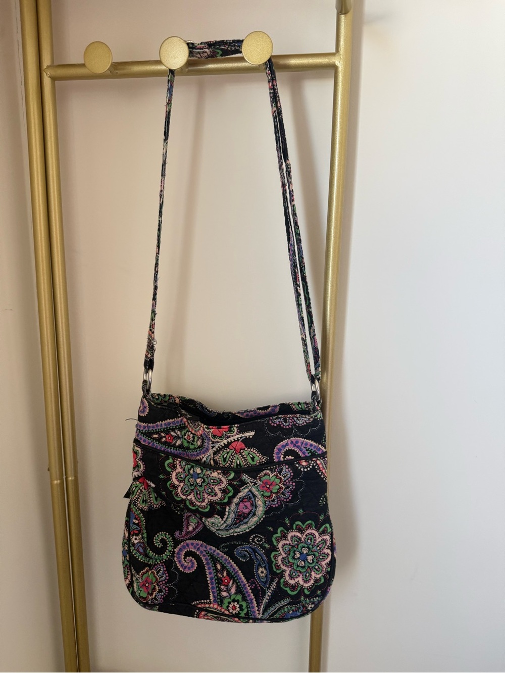 Rare Vintage Vera Bradley Black Quilted Paisley Crossbody